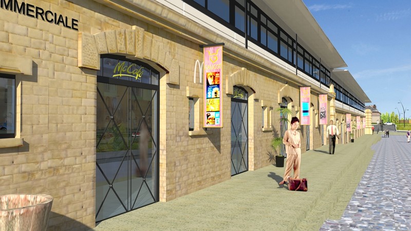 vue des vitrines commerciales